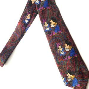 Vintage Disney Mickey & Minnie Mouse Necktie | Red Paisley Pattern